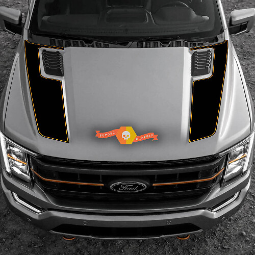 Double Hood Stripes Vinyl Decal Kit for Musclecar F-150 Tremor 2022-2023