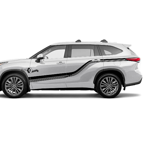 Pair Toyota 2020 Highlander Doors Bed Side Body Lines Decal Graphic Sticker Side Stripe Kit
