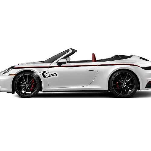 2 Porsche 911 Porsche Carrera Doors  Stripes Up Side Trim Kit Decal Sticker
