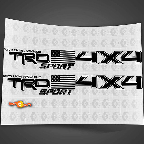 TRD Sport USA Flag 4x4 Side Vinyl Decals Pair for Toyota Tacoma