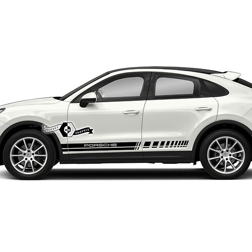Porsche Cayenne S GTS Turbo Turbo Side Stripes Doors Rocker Panel Decals Contour Map Stickers 2003 -- 2023 present
