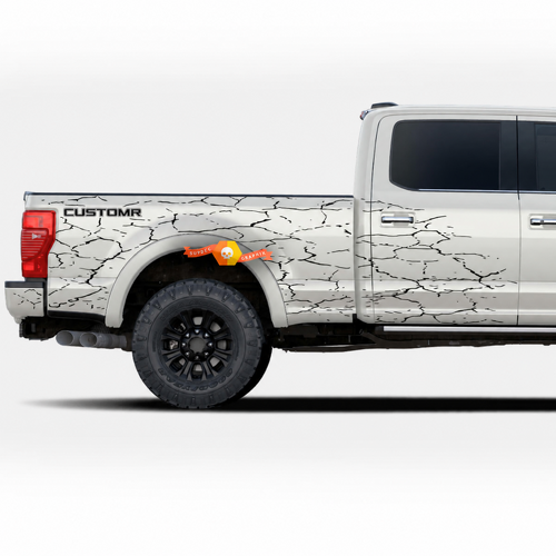 CUSTOMR Cracked Door and Bed Wrap Kit Vinyl Decal for Ford F-250 F-350
