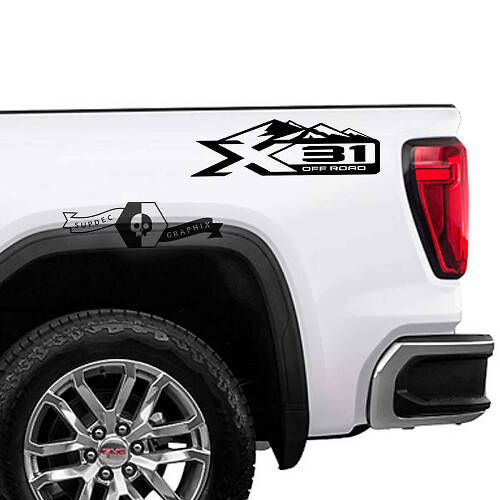 X31 Off Road Mountain Style Side Vinyl Decals for GMC Sierra 1500
