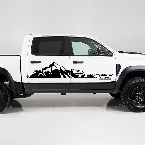 Huge Mountain & Custom Text Side Vinyl Decal Sticker for Dodge Ram 1500