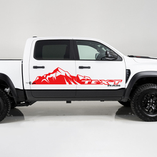 Huge Mountain & Custom Text Side Vinyl Decal Sticker for Dodge Ram 1500_2