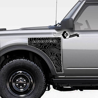 Pair Ford Bronco Topographic Map Everglades Style Side Panel Vinyl Decal Sticker Graphics Kit 1
