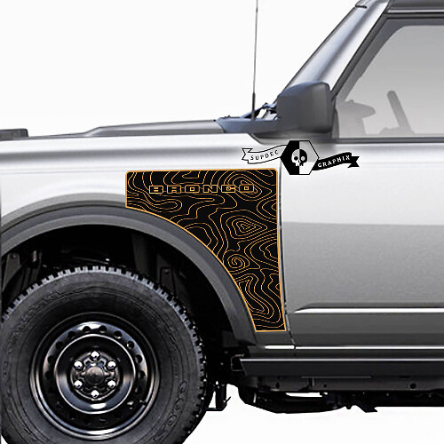 Kit muta decalvinilo 2 parches para panel lateral estilo mapa topográfico Everglades para Ford Bronco