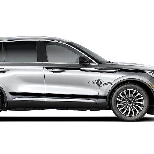 2 x Doors Stripes Rocker Panel Side Slim Solid Vinyl Decals Graphics Sticker for Lincoln 2023 Aviator