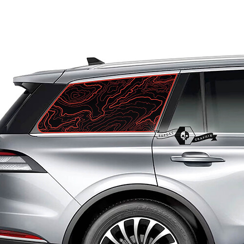 Pair Lincoln 2023 Aviator Window Contour Map Vinyl Decals Graphics Sticker
