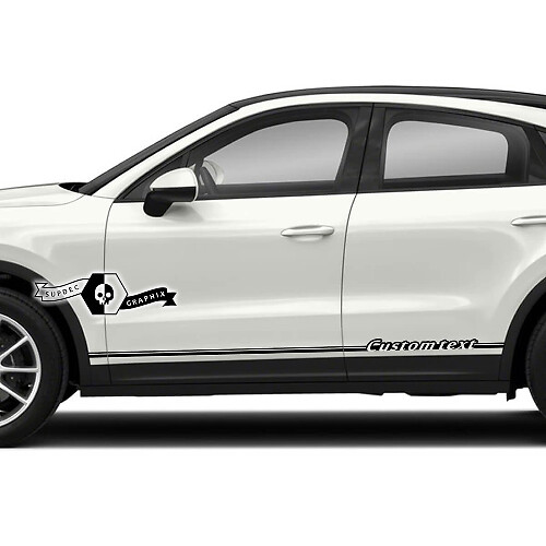 2x Porsche 2023 Porsche Cayenne Rocker Panel Side Stripes Doors Decals Stickers Custom Text
