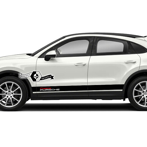 2x Porsche 2023 Porsche Cayenne Rocker Panel Side Stripes Doors Decals Stickers 2 Colors

