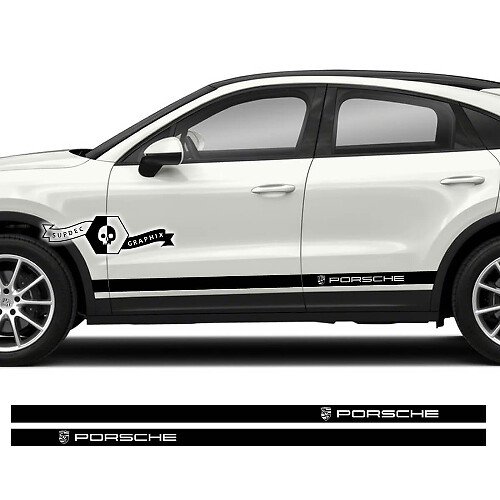 2x Porsche 2023 Porsche Cayenne Rocker Panel Side Solid Stripes Doors Decal Stickers
