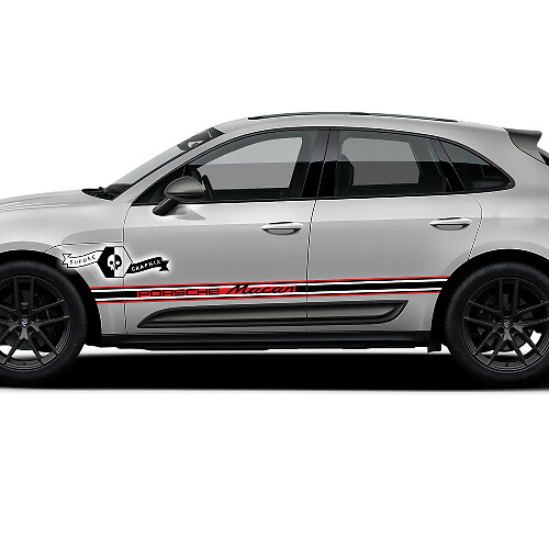 2x Porsche 2023 Porsche Macan T1 Side Trim Logo Stripes Doors Decal Stickers 3 Colors
