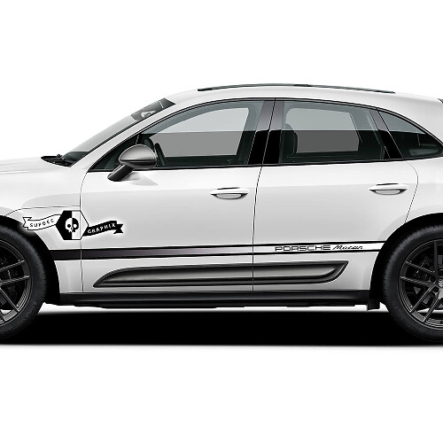 2x Porsche 2023 Porsche Macan T Side Bed Stripes Doors Decal Stickers Gradient Color
