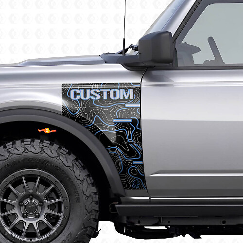 Topographic Map Fender Vinyl Decal for Musclecar horse Badlands_1