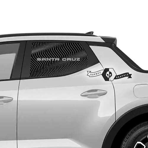Wave Line Rear Side Window Vinyl Decals for Hyundai Santa Cruz 