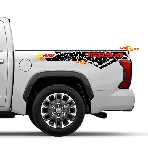TRD 4x4 Topographic Map Bedside Vinyl Decal Sticker for Toyota Tundra XK70 2021-present