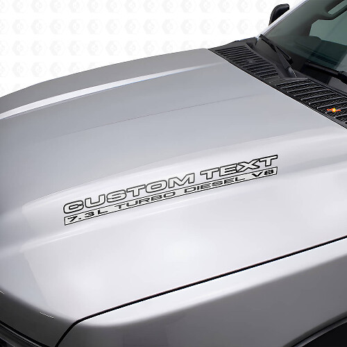 7.3L Turbo Diesel V8 Outline Lettering Hood Vinyl Decal for Musclecar truck