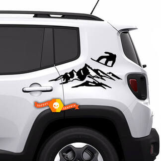 Pair Jeep Renegade vinyl decals Bed Mountain Rear Side decals stickers
