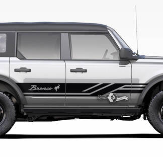 Pair of  Doors Side Stripes Decals Lines Stickers for Ford Bronco 2021 2022 2023
