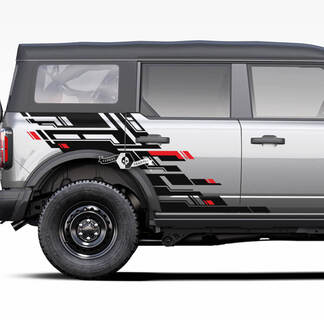 Pair of  Doors Side Bed Fender Geometric Graphics Splash Decals Stickers 2 Colors for Ford Bronco 20212022 2023
