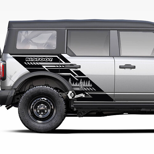 Pair of  Doors Side Forest Bigfoot Graphics Splash Decals Stickers Bed Fender for Ford Bronco 20212022 2023
