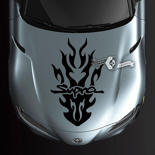Toyota Supra MK V A90 A91 Hood Racing Flame Logo Stripe Graphics Decal Sticker
