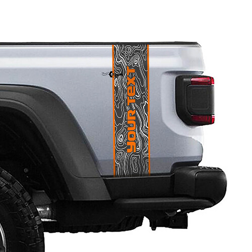 Texte Personnalisé Carte Topographique Bande Latérale Arrière Autocollants Vinyle 3 Couleurs pour Jeep Gladiator