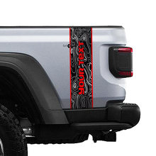 Texte Personnalisé Carte Topographique Bande Latérale Arrière Autocollants Vinyle 3 Couleurs pour Jeep Gladiator 2