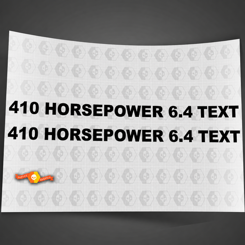 410 Horsepower 6.4 Custom Text Hood Vinyl Decals for Dodge