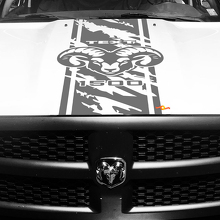 Hemi Logo Custom Distressed Stripe Hood Vinyl Decal Sticker for Dodge Ram 1500_2