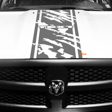 TEXT Torn Twin Border Hood Panel Hood Vinyl Decal Sticker for Dodge Ram 1500_2