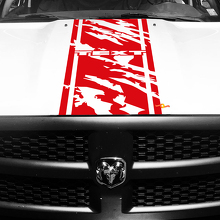 TEXT Torn Twin Border Hood Panel Hood Vinyl Decal Sticker for Dodge Ram 1500_3
