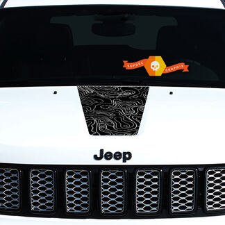 2011-2018 Jeep Grand Cherokee Hood Graphic Decal Blackout Topographic Map
