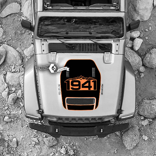 Hood For 2021 2022 2023 Jeep 1941 Edition Mountain Wrangler Rubicon Sticker Graphics Vinyl SupDec Design
