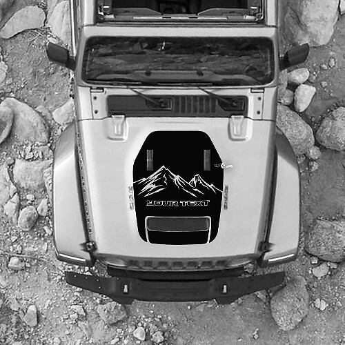 Mountains Custom Text Bonnet Vinyl Sticker Graphic Decal for Jeep Wrangler Rubicon