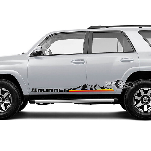 Mountains & Retro Stripes Side Door Vinyl Decal Sticker for Toyota 4Runner 2009-2024