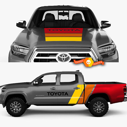 Old School Retro Side and Hood Vinyl Decal Kit for Toyota Tacoma
