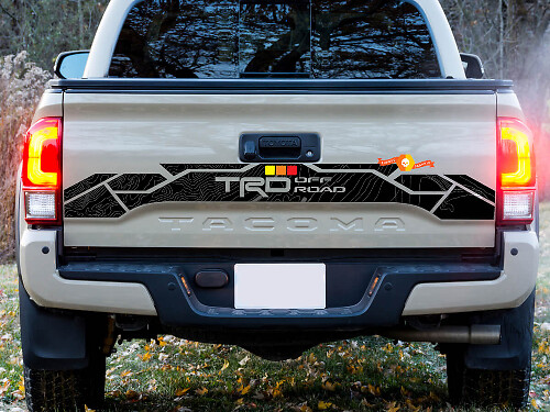 TRD Off Road Topographic Style Tailgate Vinyl Decal Sticker for Toyota Tacoma 2016-2024