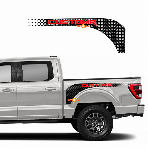 CUSTOMR Red Lattice Fender Pair Bedside Vinyl Decal Sticker for Ford F-150 2022-2023