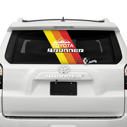 Adhesivos de vinilo para ventana trasera con franjas retro de montañas para Toyota 4Runner 2013-2023
