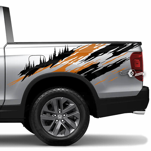 Distressed Style Forest Rear Fender Vinyl Decal Sticker for Honda Ridgeline