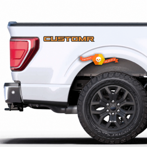 CUSTOMR Orange Shadow Lettering Pair Bedside Vinyl Decal Sticker for Ford F-150