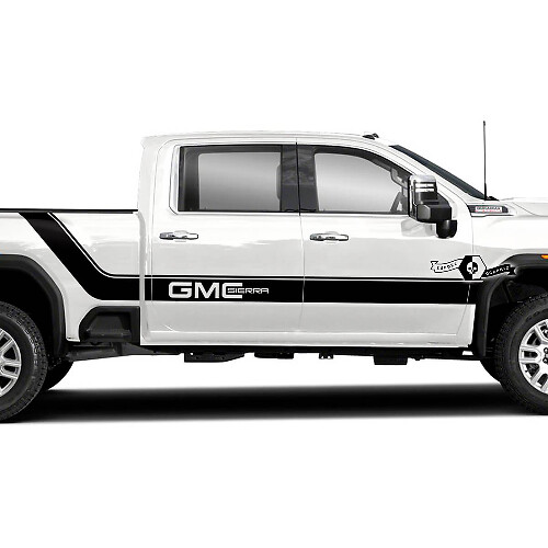 GMC Lettering Curved Side Stripes Vinyl Decal Kit for GMC Sierra 2500HD