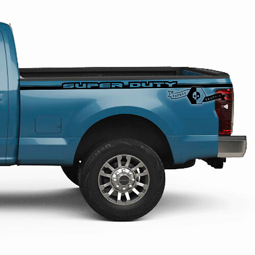 Pair Ford Super Duty 2023 Lines Logo Bed Fender Up Decals Side Stripes Stickers Graphics Vinyl Stripes
