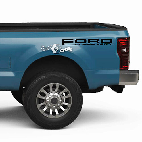 Pair Ford Super Duty 2023 Logo Bed Fender Decals Side Stickers Graphics Vinyl
