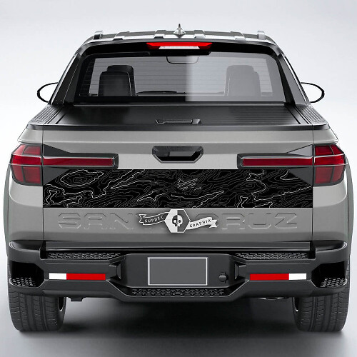 Rear Lines Topographic Map Topo Vinyl Tailgate Decal Sticker Graphics fit to Hyundai Santa Cruz 2023

