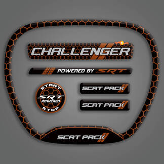 Set of Challenger SRT Scat Pack Honeycomb Orange Steering WHEEL TRIM RING emblem domed decal Charger Dodge Scatpack
