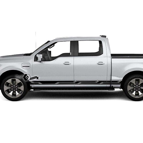 Pair Musclecar truck Lightning 2022 2023 Rocker Panel Geometry Stripes Body Doors Decals Side Stickers Graphics Vinyl

