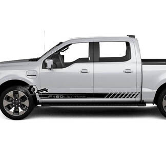 Pair Ford F-150 Lightning 2022 2023 Rocker Panel Lines Stripes Body Doors Decals Side Stickers Graphics Vinyl
